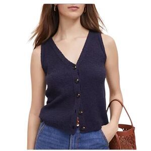 Ann Taylor boucle sweater vest navy Small